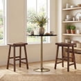 thumbnail image 2 of ELLEGNT 2 PCS Solid Wood Saddle Bar Stools – Backless with Footrests, Wooden Counter Stools Brown, 2 of 8