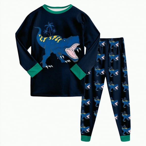 Toddler Boys Outfit Sets Girl Spring Fall Dinosaur Print Long Sleeve Elastic Waist 1T 2T 3T Everyday Set 2Pcs