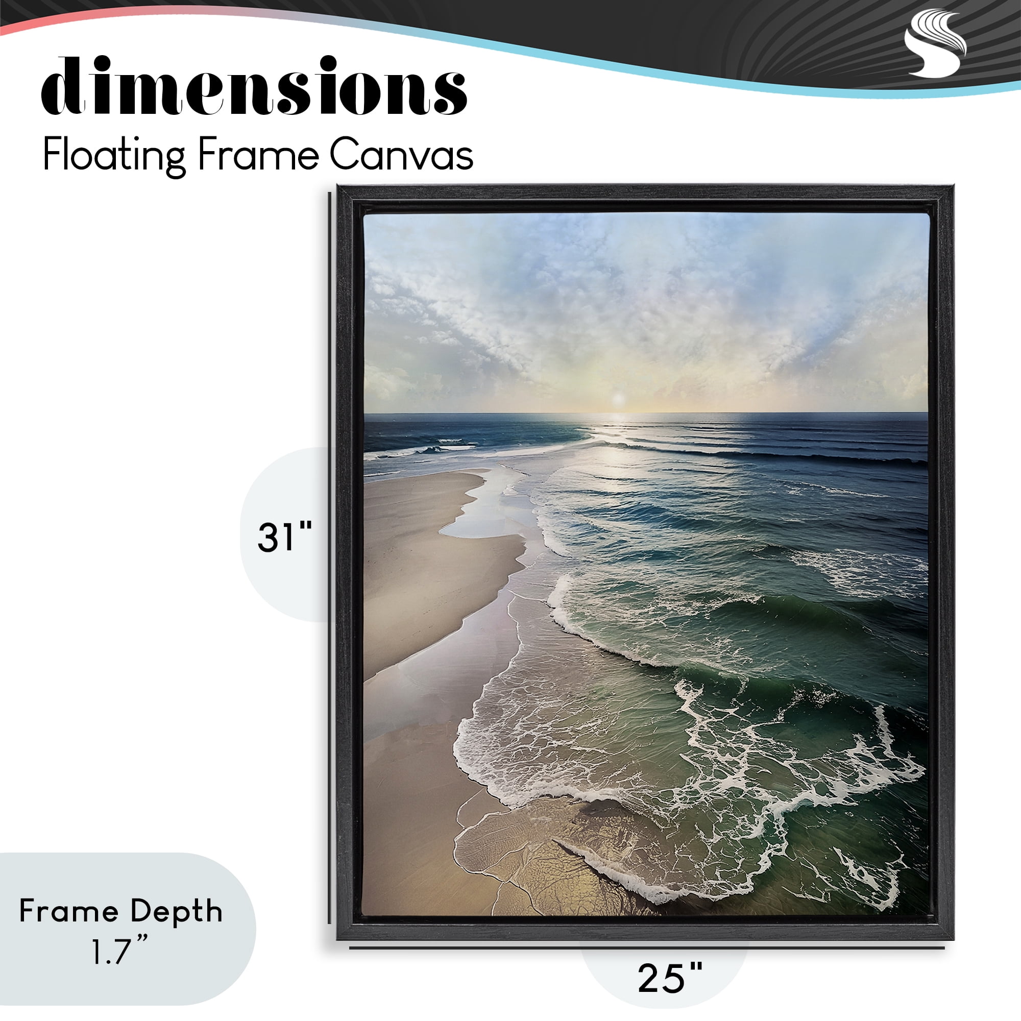 Stupell Industries Tranquil Shoreline with Soft Light Black Framed Floater Canvas Wall Art, design by Mike Calascibetta