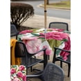thumbnail image 6 of Square Outdoor Tablecloth with Umbrella Hole Pink Floral Outside Table Cloth Waterproof Patio Table Cover Watercolor Flowers Leaves Plants Watercolor Zipper Tablecloths for Picnic Camping 54x54 Inch, 6 of 8