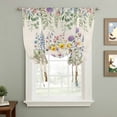 thumbnail image 2 of Spring Floral Pig Tie Up Curtains for Windows, Adjustable Balloon Window Shades, Weeping Flowers Leaves Farmhouse Rustic Kitchen Window Treatments Farmhouse Short Curtains with Rod Pocket 42"x45", 2 of 8