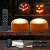 Halloween [2+3] Combo Toolkit - Pack Of 2 Battery Powered Pumpkin Lights With Remote - Set Of 3 Pumpkin Carving Tools Knife Set - Jack-O-Lantern Pumpkin Light Halloween Party Decorations