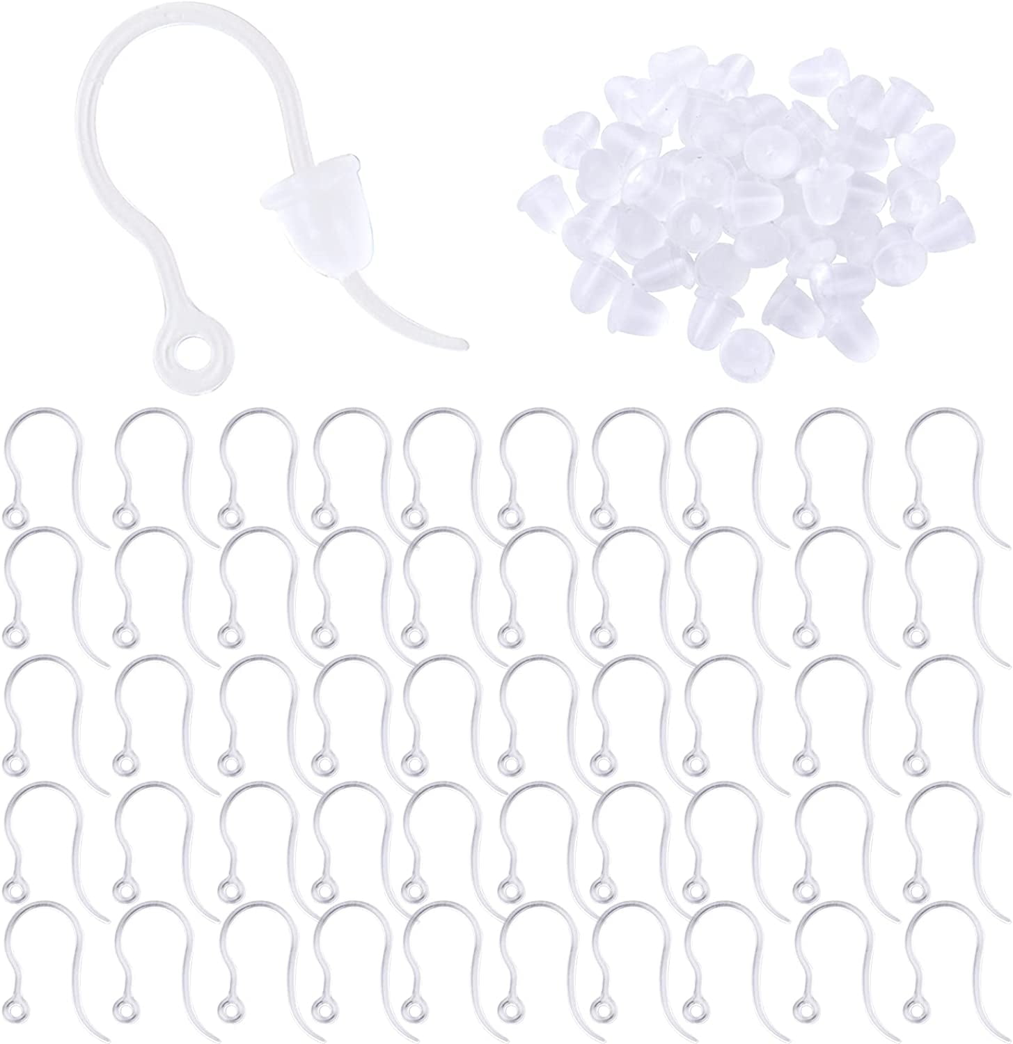 50pcs Plastic Earring Hooks Safety NonAllergenic Earring Hooks Ear