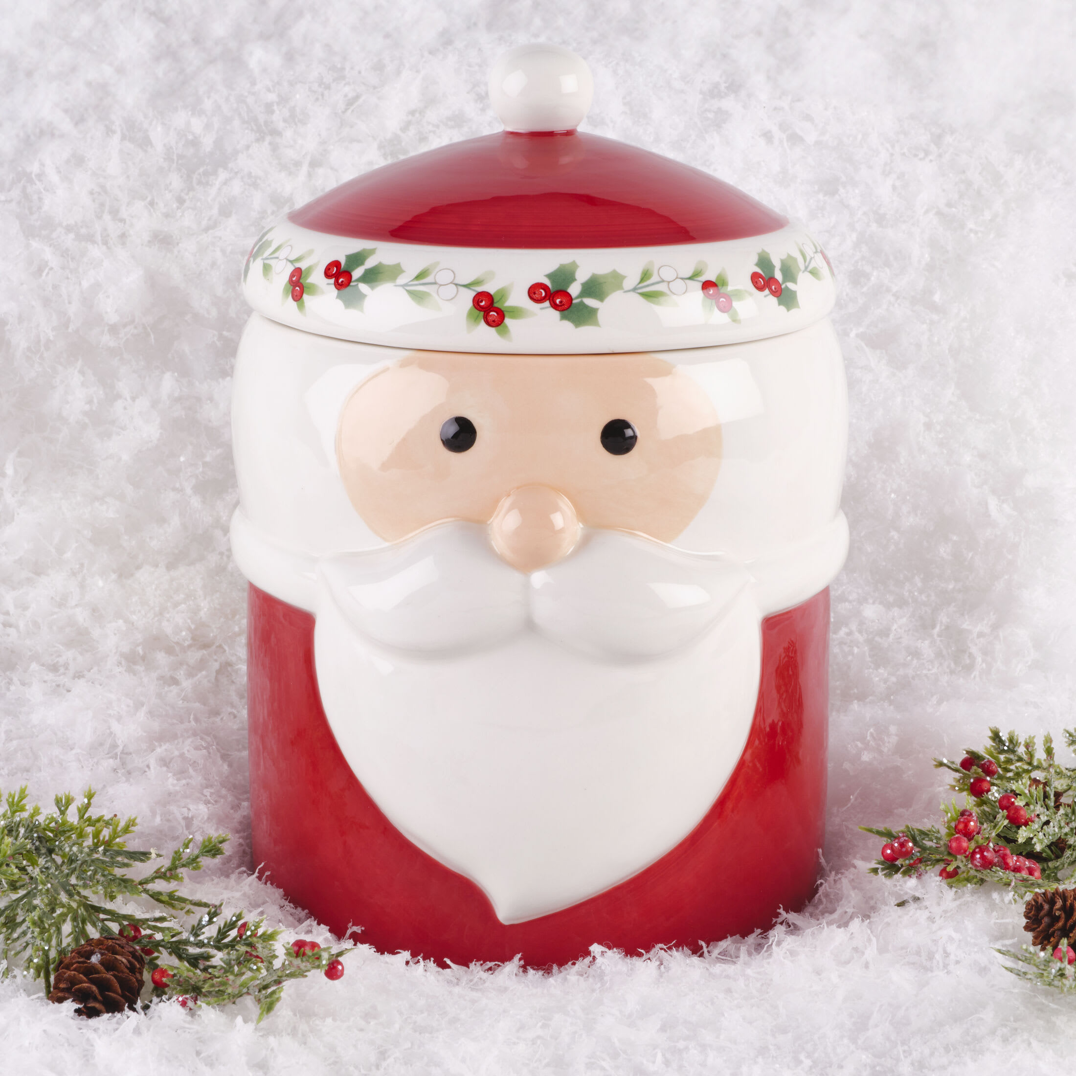 Pfaltzgraff Winterberry 9 in Dolomite Canister Santa