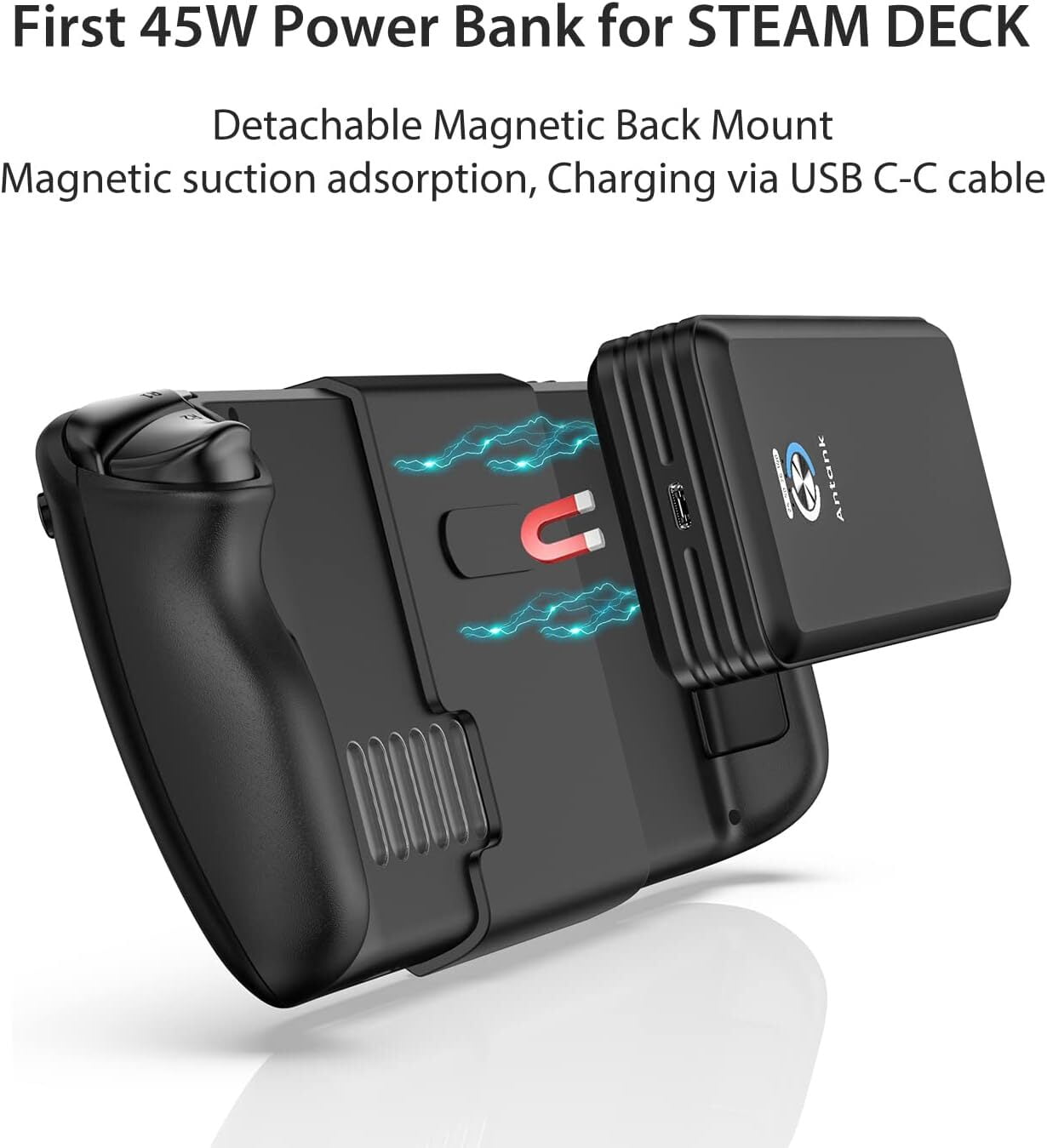 SiWiQU 20000mAh Magnetic Power Bank for ROG Ally, 45W PD Fast 3.0 Charging Portable Battery Bank, External Battery Pack with Detachable Magnetic Back & Dual