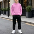 thumbnail image 2 of BCSIOAOI Boys Matching Sets,Solid Pullover Hoodie Drawstring Sweatpants Matching Set Pink 11-12 Years, 2 of 9
