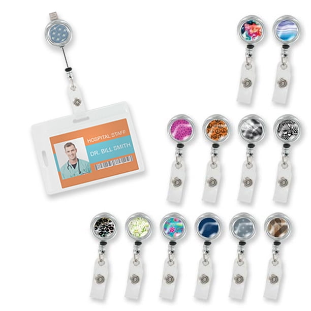 2 Reel Retractable Id Badge Holder Nurse Airline Badge Lanyard Name Tag Key Card Walmart Com Walmart Com