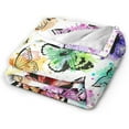 thumbnail image 2 of Butterfly Watercolor Colorful Pretty Blanket, Soft Blankets Flannel Bed Throw Cozy Lightweight Plush Gifts for Women Girls Sofa Couch Bedroom Living Rooms Warm All Season, Home Decor, 60"x50", 2 of 6