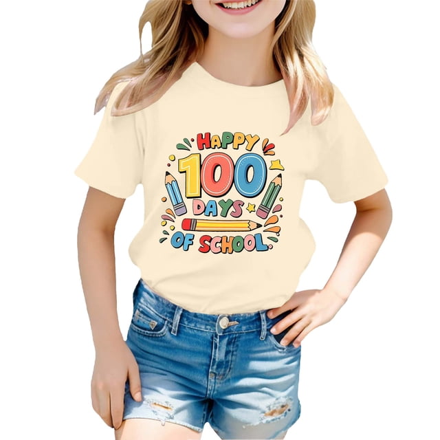TZEWGL T-Shirts pour Enfants Imprimé Mignon Col Rond Manches Courtes Vêtements pour Tout-Petits Taille 12-13T