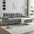thumbnail image 6 of 83" L-Shaped Sectional Sofa with Chaise Lounge Couch, Modern Velvet Couches with Golden Metal Legs and Armrest, Mudular Sectional Sofa for Living Room Bedroom, Light Gray, 6 of 7