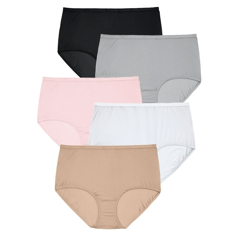 Comfort Choice - Comfort Choice Women's Plus Size 5-Pack Nylon Full-Cut ...