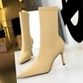 thumbnail image 5 of Xfvqtps Womens Stiletto Heel Ankle Boots Pointed Toe Stretch Fashion Boots High Heel Boots for Evening Party Beige, 5 of 9