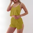 thumbnail image 5 of XuJwPNcy Satin Pajama Sets for Women Lightweight Nightwear Strap Sleeveless Crop Cami Top and Shorts 2 Piece Pj Set Sleepwear, 5 of 6
