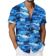 thumbnail image 4 of Ceisia Men's Tropical Island Print Short Sleeve Button Down Hawaiian Shirt for Beach Vacation Blue XXXXL Gifts, 4 of 7