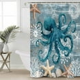 thumbnail image 2 of Teal Coastal Octopus Shower Curtains for Bathroom Waterproof Fabric Bath Curtains Decor Bath Tub Curtain Nautical Starfish Coral Beach Decorative Shower Curtain Sets with 12 Hooks, 72x72 Inch, 2 of 6