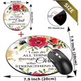 thumbnail image 2 of Tapis de Souris Rond, Philippiens 4-13 Citations Chrétiennes Bible Écriture Fleurs Aquarelle Rouges Designs Base en Caoutchouc Antidérapante, 2 of 5