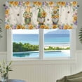 thumbnail image 3 of Sunflowers Farmhouse Short Window Curtain Valances, Spring Gnomes Hydrangea Daisy Botanical Beige Rod Pocket Kitchen Valances for Living Room Bedroom Bathroom Cafe 42" x 12", 3 of 8