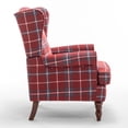 thumbnail image 4 of Modern Accent Chair with Retro Wood Legs, Comfy Upholstered Armchair ,Tantan Check Design Single Sofa Chair for Living Room Bedroom Office -- Blue, 4 of 5