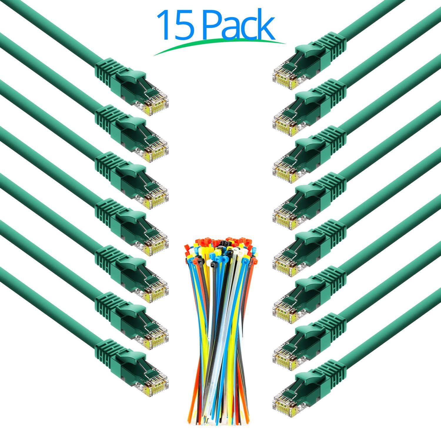 Cat6 Cable ? 6 Feet Cord 15 Pack RJ45 Gigabit