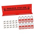 thumbnail image 3 of Bloqueo de llave de apagado industrial para 10 candados Estación de candados de seguridad de acero rojo, 3 of 8