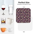 thumbnail image 6 of Lsque Skull flower leaf colorful Pattern 4" Drink Coasters Set of 4, PVC Leather Absorbent Coasters, Table Coaster Set Decorative Coffee Cup Coasters Housewarming Gift -Square, 6 of 6