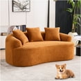 thumbnail image 2 of JERFIT No-Assembly Chenille Loveseat Sofa for Small Spaces, Curved 2-Seater Couch with Pillows, Compact Apartment Furniture, Orange, 2 of 3