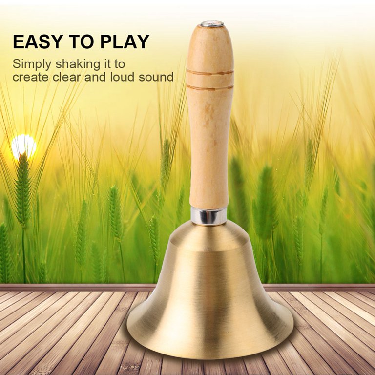 Hand Bell,3.3 Inch Large Hand Bell 8CM Multi Functional Hand Bell Handbell  with Wooden Handle Hand Bells for Kids and Adults School Children Toy