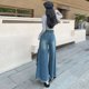 thumbnail image 4 of Vaqueros Retro de pierna ancha de ocho puntos para mujer, pantalones de verano de cintura alta, holgados, rectos, informales, pequeños, de nueve puntos, banana, abuela, 4 of 5