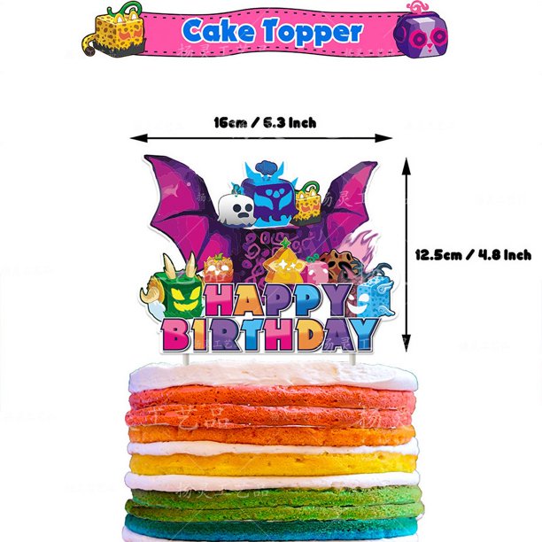 Banner desechable para fiesta de cumpleaños con diseño de frutas Blox, adorno para tarta, bandera colgante, juego de globos con diseño de frutas Blox, decoración para tarta de cumpleaños