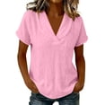 thumbnail image 3 of Ashirexll Womens Casual Tops Collared V-Neck Short Sleeve Solid Color Blouse Casual Summer Top for Spring, 3 of 7
