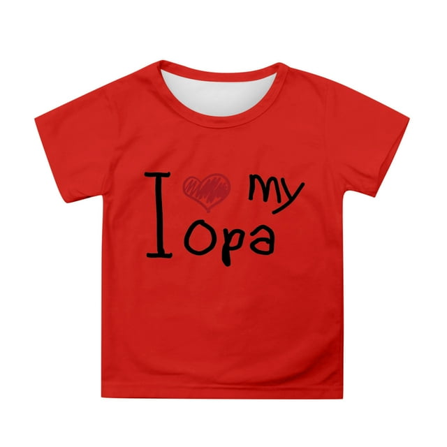Rovga Hauts pour Garçons 8-9 Ans Col Rond Manches Courtes Fête des Pères Mode Enfant T-Shirt Ample Graphique Dessin Animé Coupe Décontractée Usage Quotidien