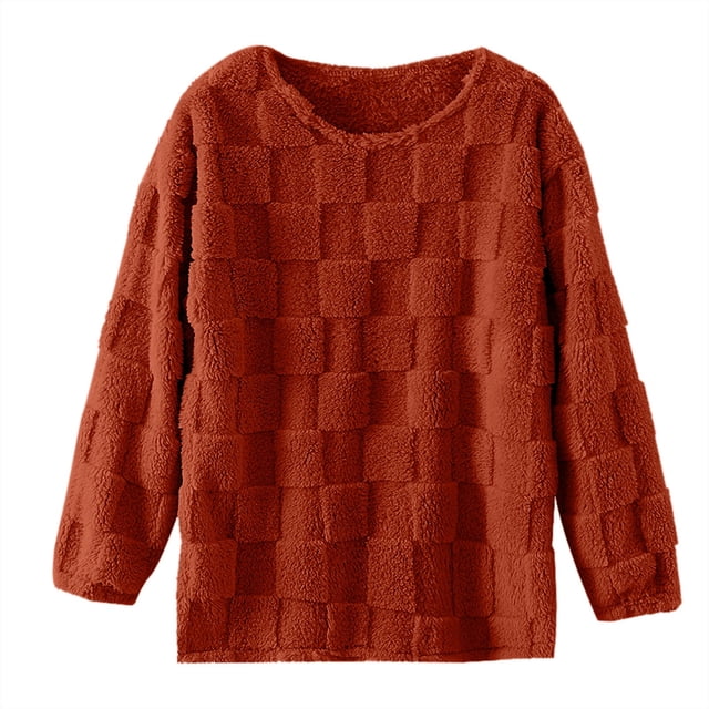 FAIWAD Haut en Molleton à Manches Longues et Col Rond pour Femme, Ample et Extensible, Pyjama, Tenue d'Intérieur, Tunique