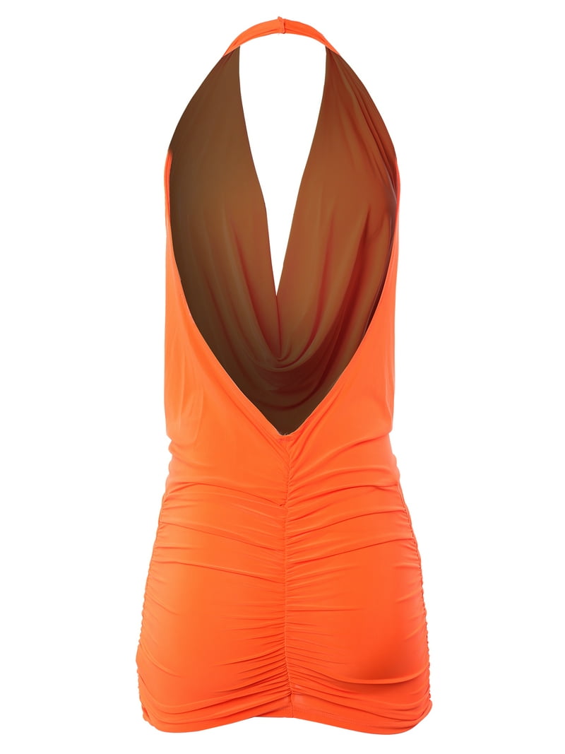 open lace back dress Neon Orange Asymmetric Strap Cut Out Mini Dress main image 0