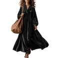 thumbnail image 2 of Jowdiw Velvet Dress for Women Plus Size Long Sleeve Cowl Neck Loose A Line Maxi, 2 of 6