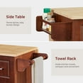 thumbnail image 2 of ZIVACATE Walnut 54" Rolling Kitchen Island Cart with Storage, Large Kitchen Cart with Folding Drop Leaf Breakfast Bar, Wood Island Table for Kitchen with 3 Drawers and Spice Rack & Towel Rack, Brown, 2 of 8