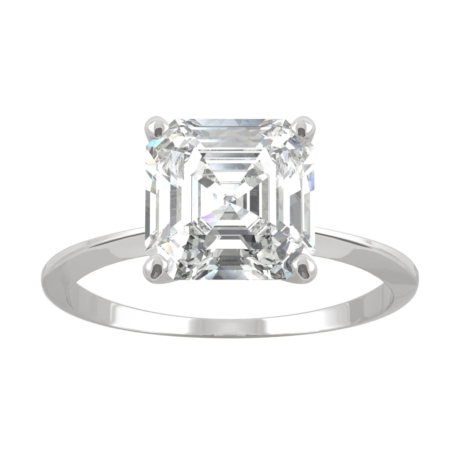 Off White Forever 2.03 Ct Asscher Moissanite Engagement Ring 925 Sterling Silver 