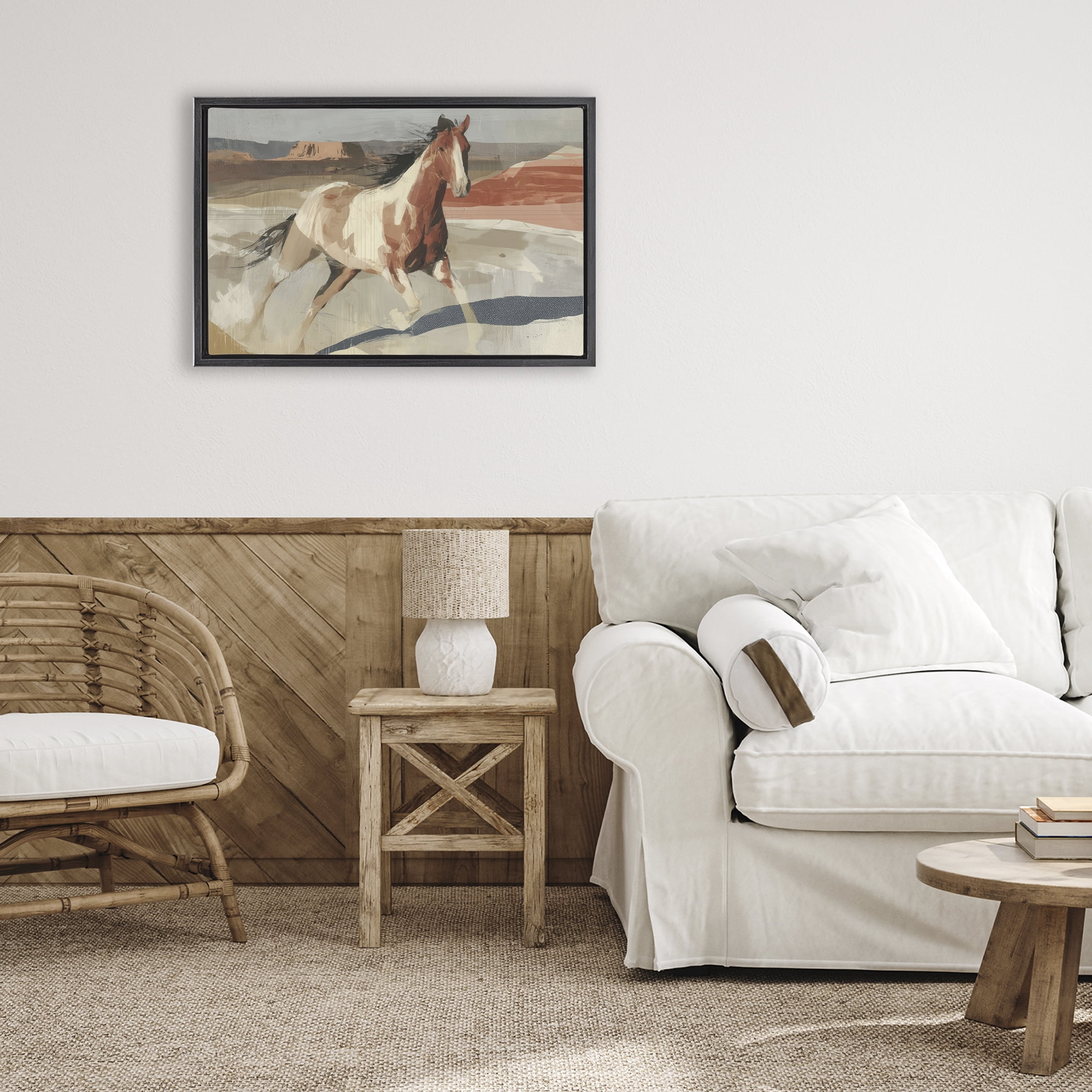 Stupell Industries Wild Horse Across Plains Black Framed Floater Canvas Wall Art, design by Chromatic Storm Studio