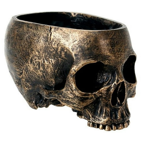 - Human Skeleton Skull Bronze Look Planter Plant Pot Halloween Home Decoration New