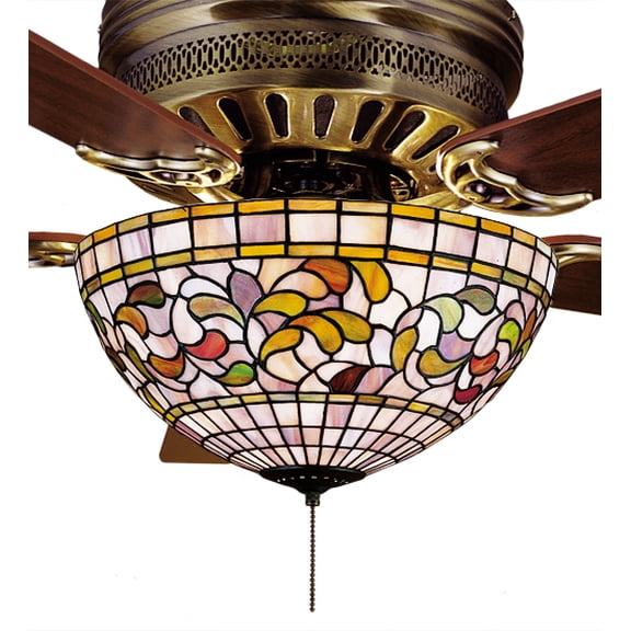 Meyda 16"w Tiffany Turning Leaf Fan Light Fixture - 72650