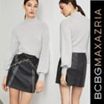thumbnail image 1 of BCBGMAXAZRIA Long Sleeve Turtleneck Cropped Sweater In Light Dove Size L $178, 1 of 1