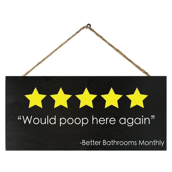 JennyGems Guest Bathroom Decor, Would Poop Here Again Sign, Funny Bathroom Sign, Funny Bathroom Wall Decor, Pooping Humor, 13x6 in Wall Hanging Wood Sign, American Made