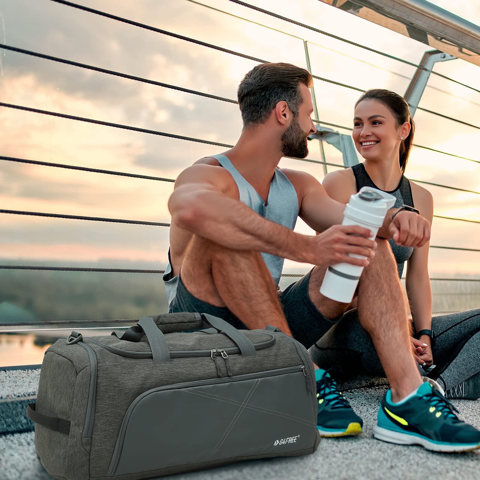 G4Free Sports Travel Duffel Bag 45L/60L with Shoe Compartment and Wet Pocket for Men and Women