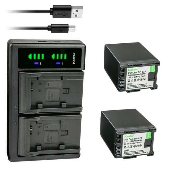 Kastar 2-Pack BP-828 BP828 Battery and LTD2 USB Charger Replacement for Canon XA60, Canon XA65, Canon XA70, Canon XA75, Canon VIXIA HF G70 Camera