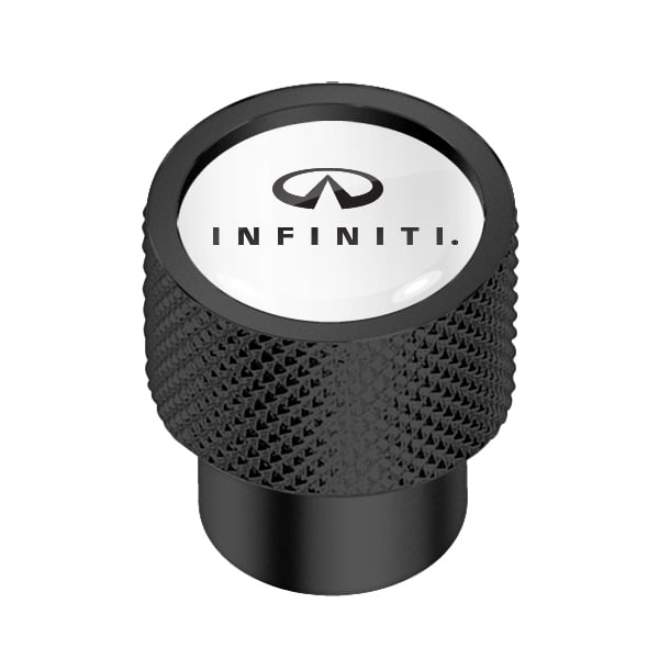for INFINITI logo in White on Black Aluminum Tire Valve Stem Caps