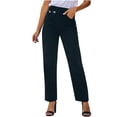 thumbnail image 1 of Pantalones de Mezclilla Rectos Con Personalidad de Diseño de Cintura Irregular Negra Para Mujer Pantalones Casuales Odeerbi ODB-6, 1 of 9