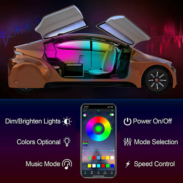 Shopping DX4U 4-leds USB Port Car Footwell Light Strip Sound Aktiviert 8  Farben Atmosphäre Licht in China