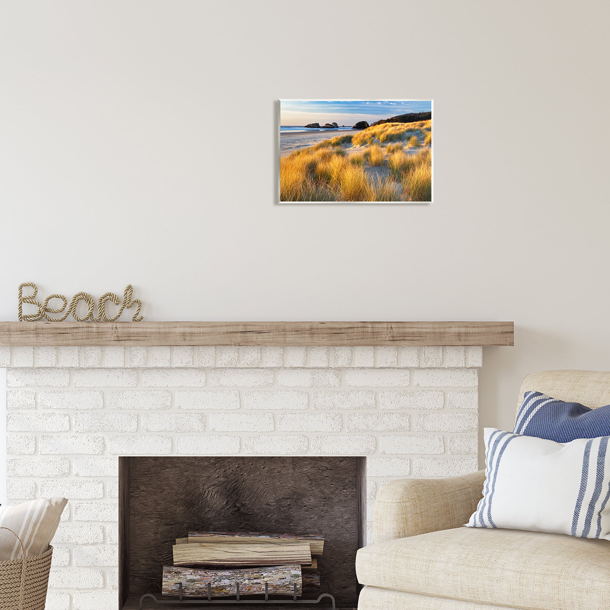 Stupell Industries Beach Grasses Summer Shoreline Coastal Photography Unframed Art Print Wall Art