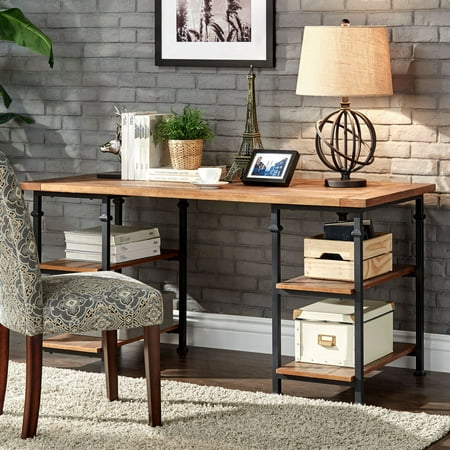 Weston Home Metal Poplar Writing Desk Dark Brown Com Weston Home Metal Poplar Writing Desk Dark Brown