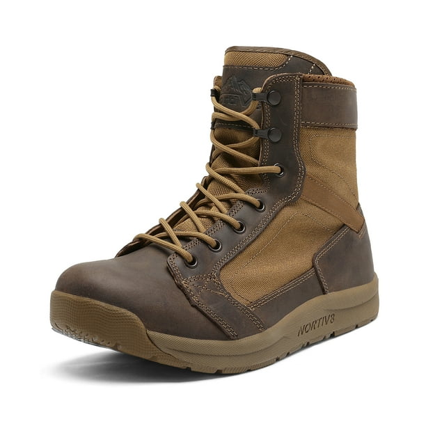 NORTIV 8 Nortiv 8 Men's Brown Military Tactical Boots Lightweight Leather Work Boots Deltalow