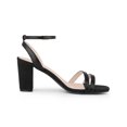thumbnail image 3 of BLISSFUL STEP Women's Square Toe Ankle Strap Chunky Heel Sandals Black 7, 3 of 8